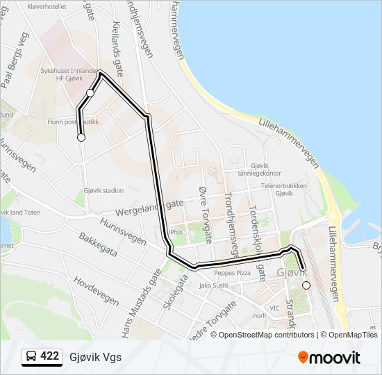 422 bus Line Map