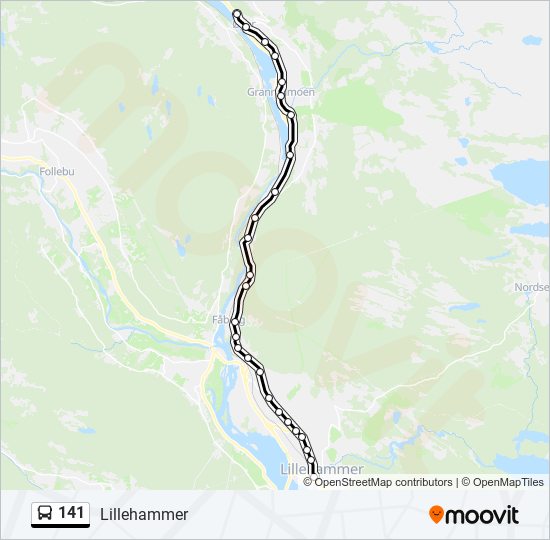 141 buss Linjekart