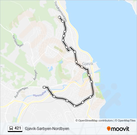 421 bus Line Map