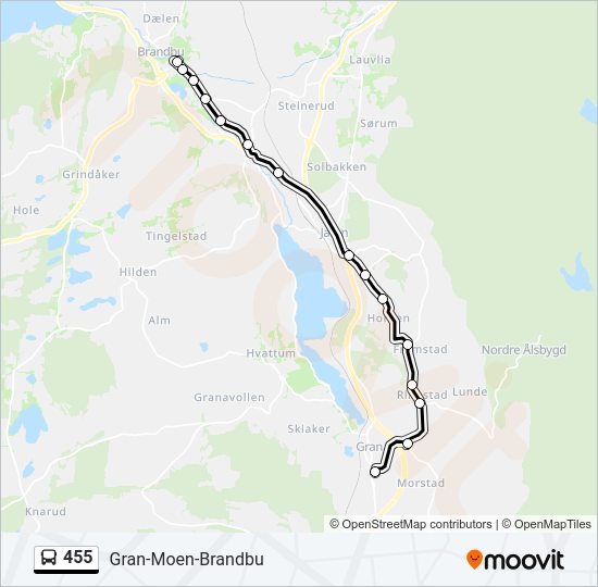 455 bus Line Map