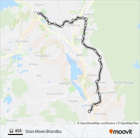 455 bus Line Map