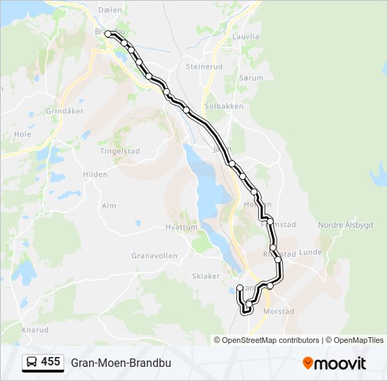 455 bus Line Map