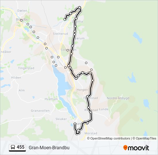 455 bus Line Map