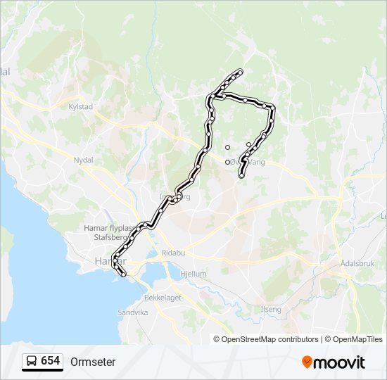 654 bus Line Map