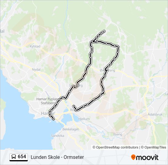 654 Bus Line Map