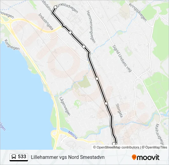533 Bus Line Map