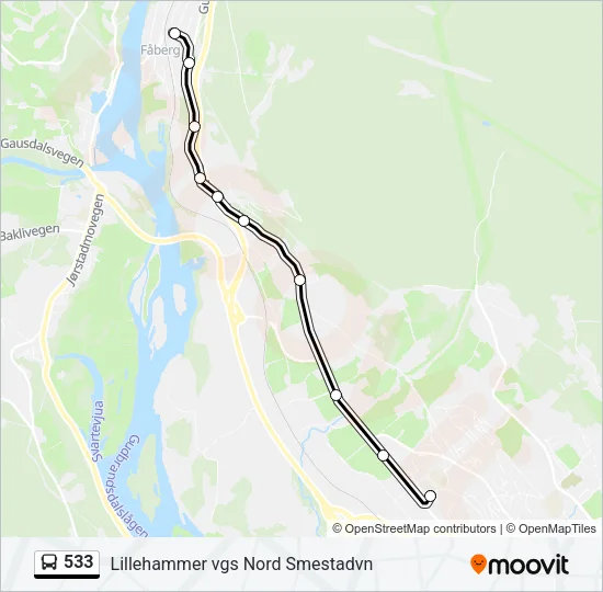 533 Bus Line Map