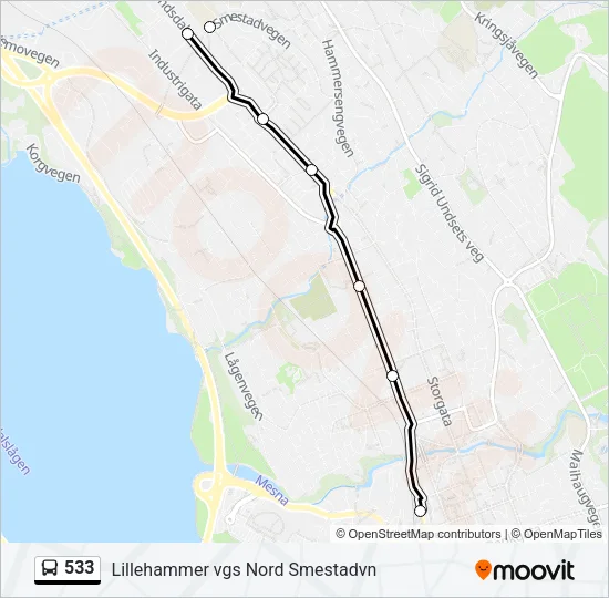 533 Bus Line Map
