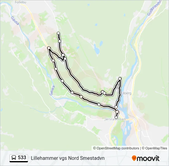 533 Bus Line Map