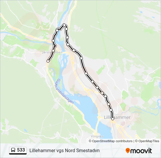 533 Bus Line Map
