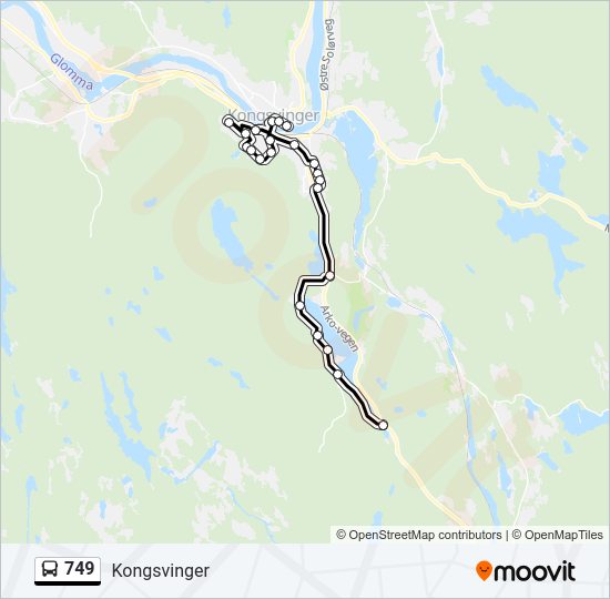 749 bus Line Map