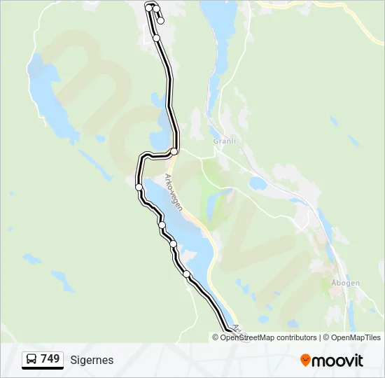 749 Bus Line Map