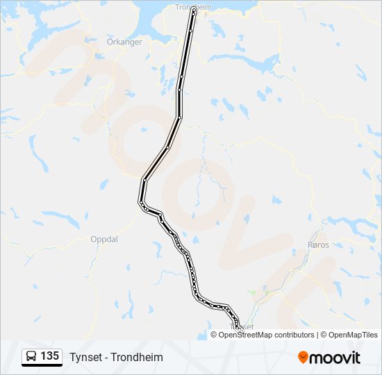 135 bus Line Map