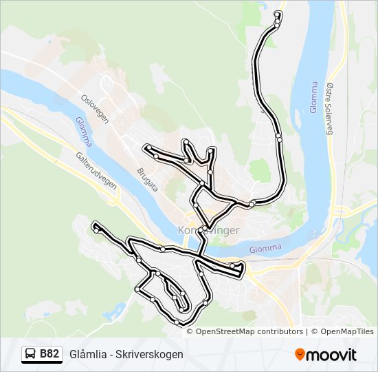 B82 Bus Route Map B82 Route: Schedules, Stops & Maps - Glåmlia - Skriverskogen (Updated)