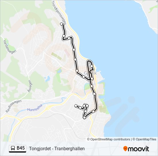 B45 bus Line Map