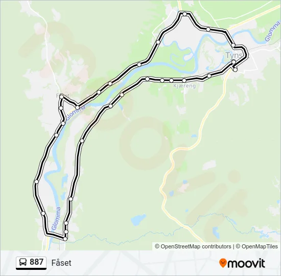 887 Bus Line Map
