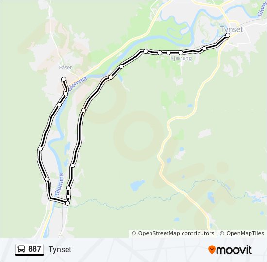 887 bus Line Map