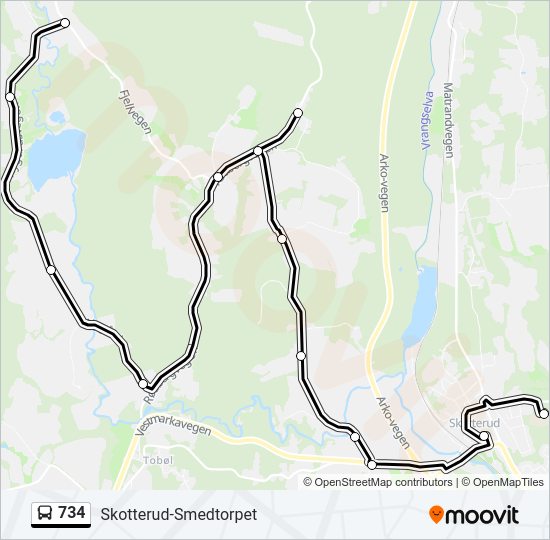 734 bus Line Map