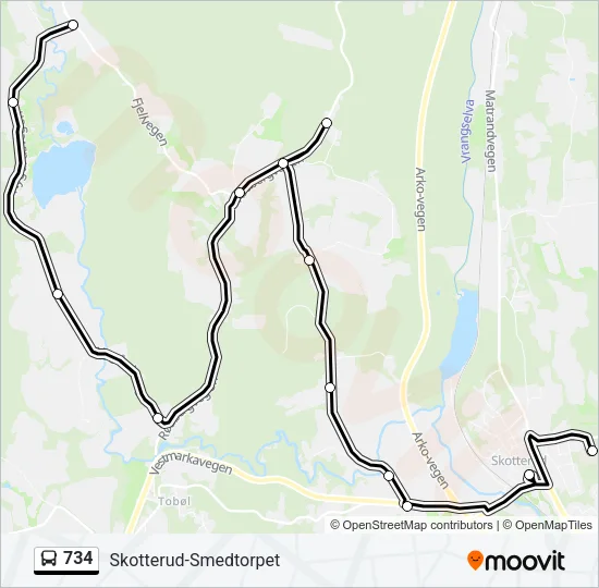 734 Bus Line Map