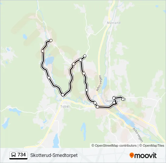 734 Bus Line Map