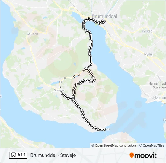 614 Bus Line Map
