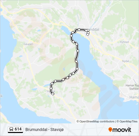 614 bus Line Map