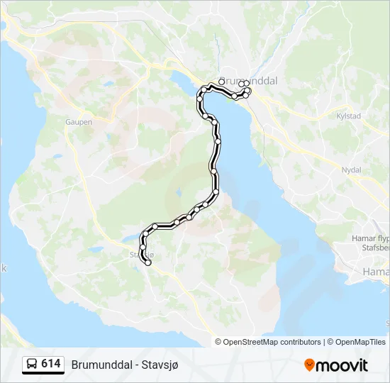614 Bus Line Map