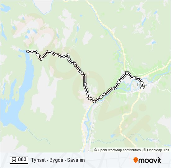 883 bus Line Map