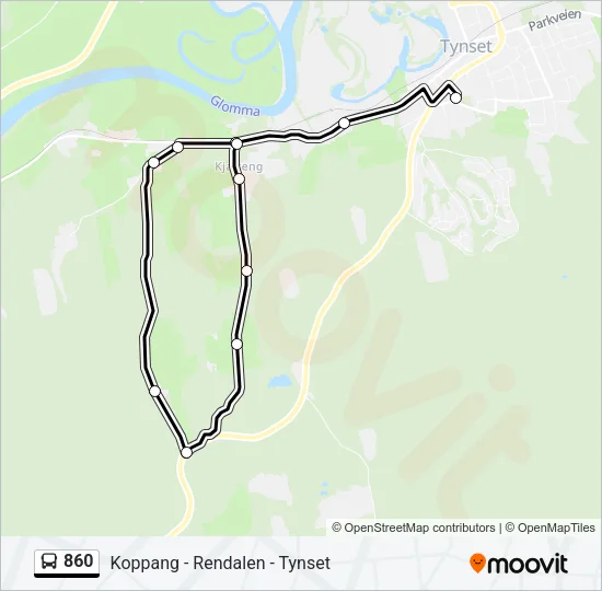 860 Bus Line Map