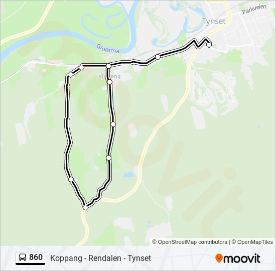 860 bus Line Map