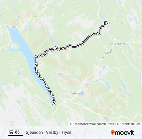 831 bus Line Map