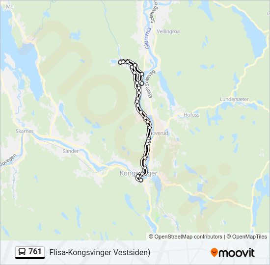 761 bus Line Map