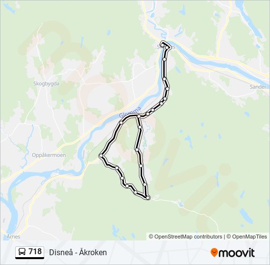 718 bus Line Map