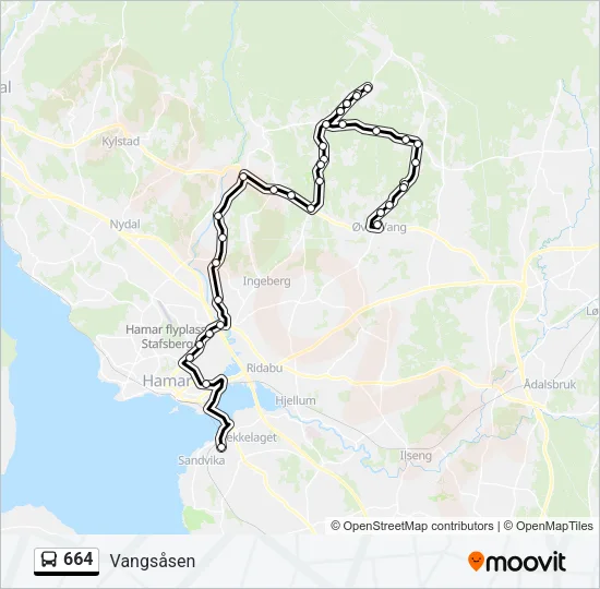 664 Bus Line Map