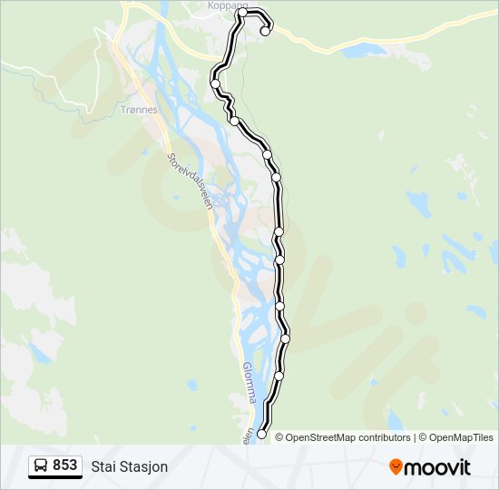 853 bus Line Map