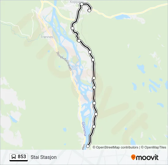 853 Bus Line Map