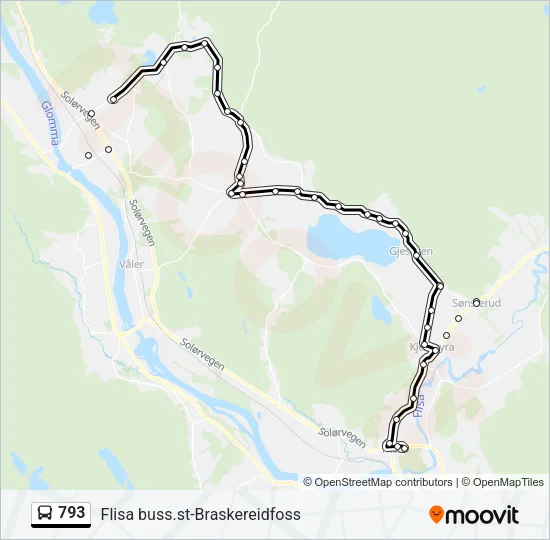 793 Bus Line Map