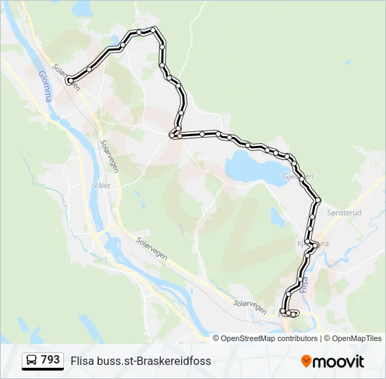 793 Bus Line Map