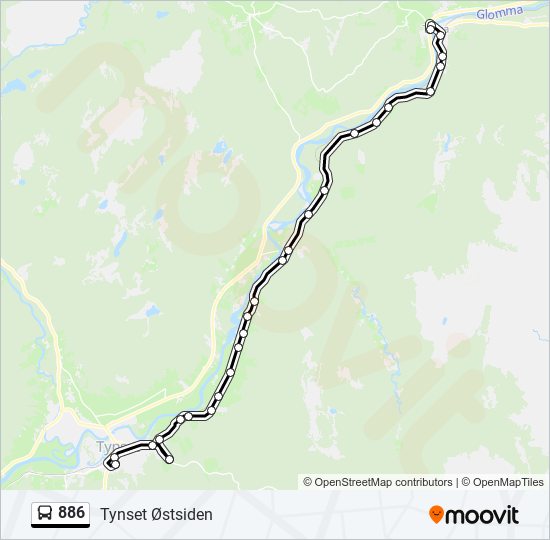 886 bus Line Map