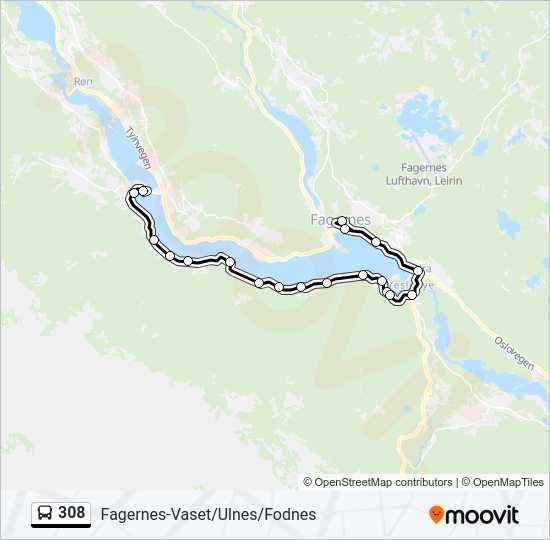 308 bus Line Map