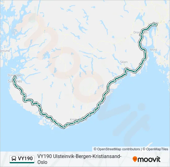 VY190 Bus Line Map