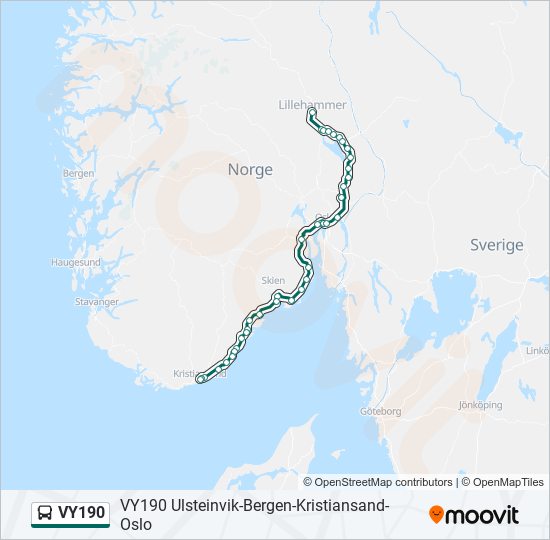 VY190 buss Linjekart