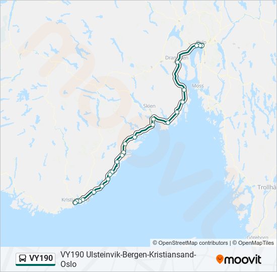 VY190 buss Linjekart