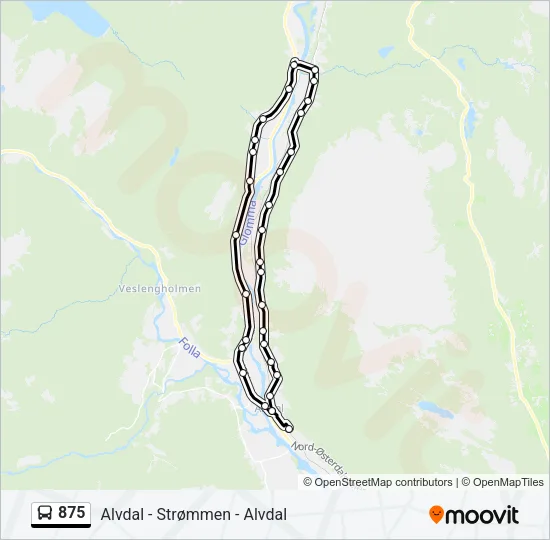 875 Bus Line Map