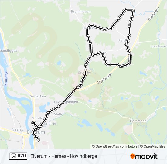 820 bus Line Map