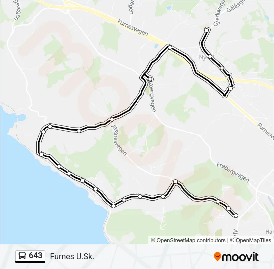 643 Bus Line Map