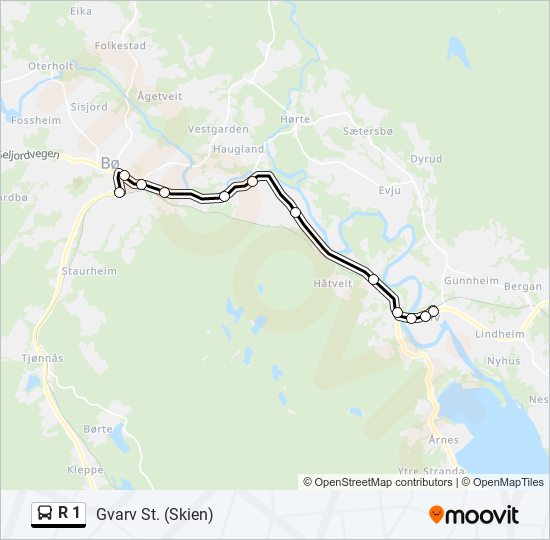 R 1 bus Line Map