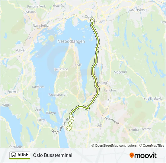 505E Bus Line Map