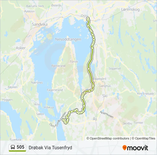 505 Bus Line Map