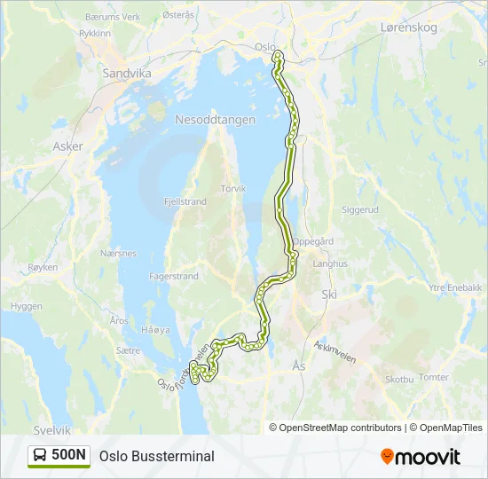 500N Bus Line Map